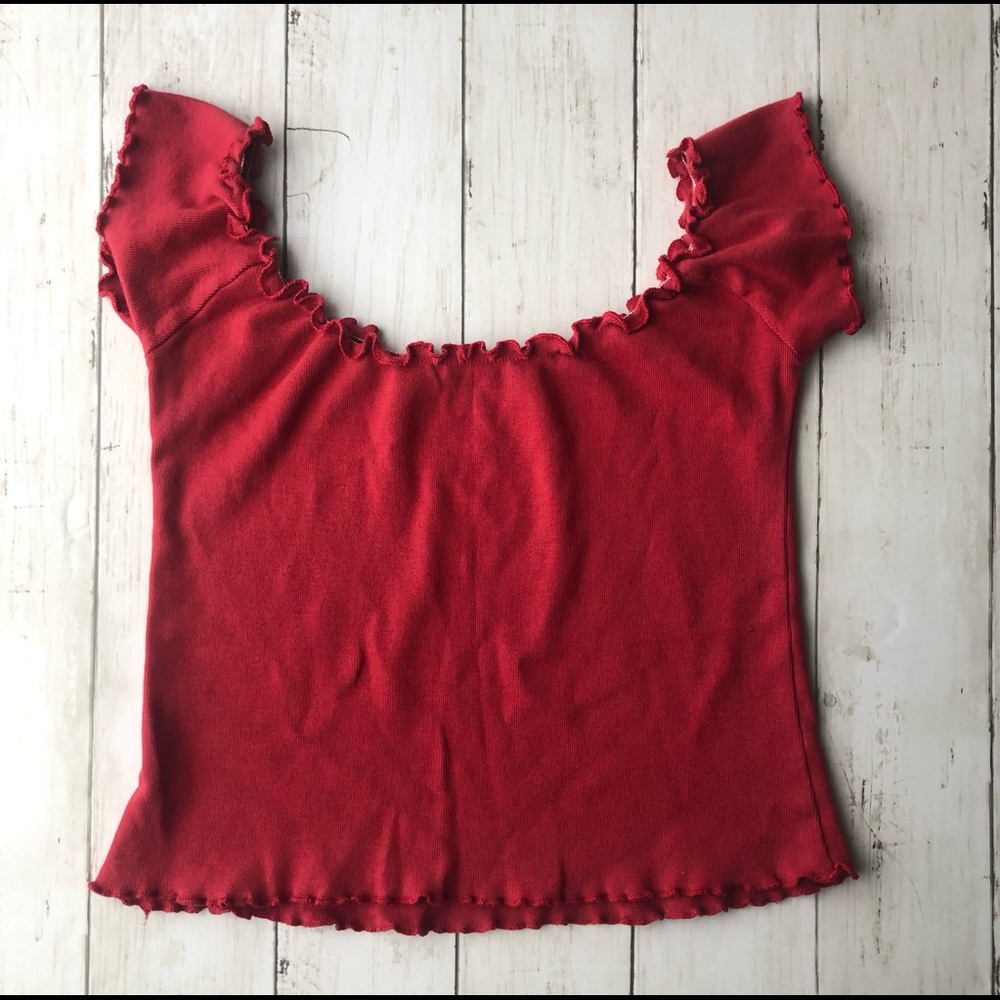 Brandy Melville red off the shoulder top